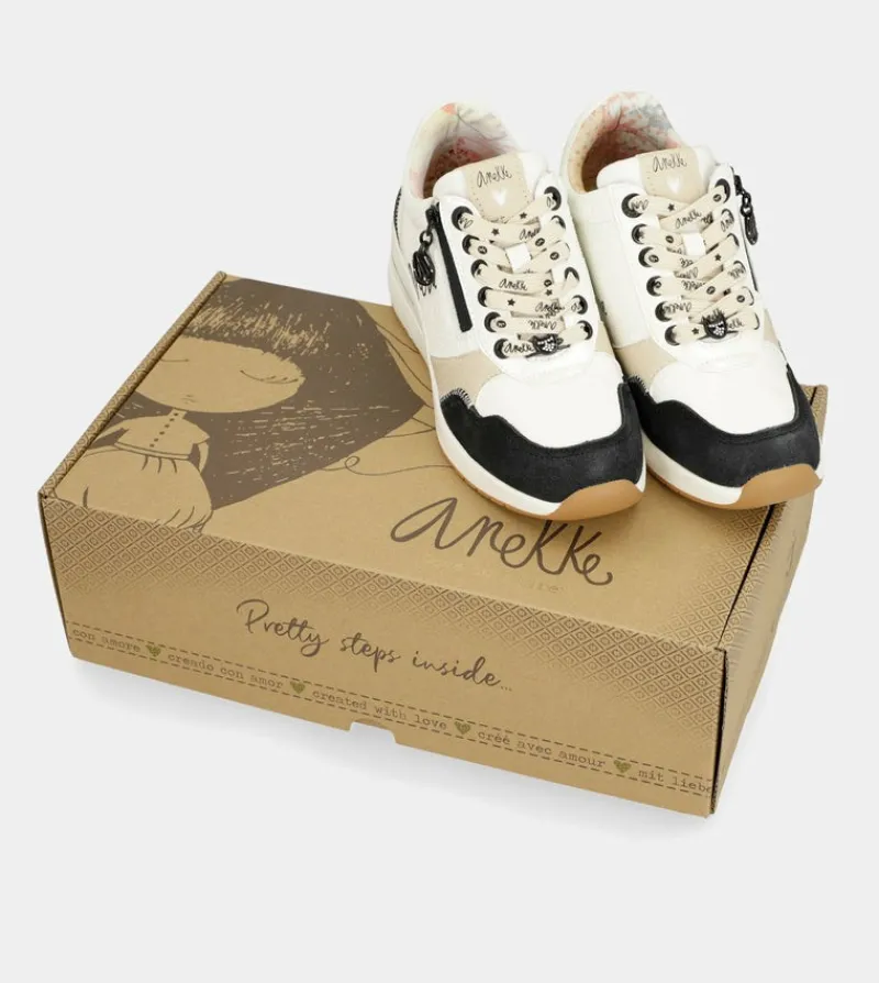 Anekke Black & White Wedge Sneakers Clearance