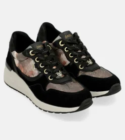 Anekke Black Padded Sports Sneakers With Wedge Fashion