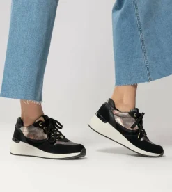 Anekke Black Padded Sports Sneakers With Wedge Fashion
