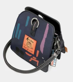 Anekke Contemporary Geometric 3 Compartment Shoulder Bag New