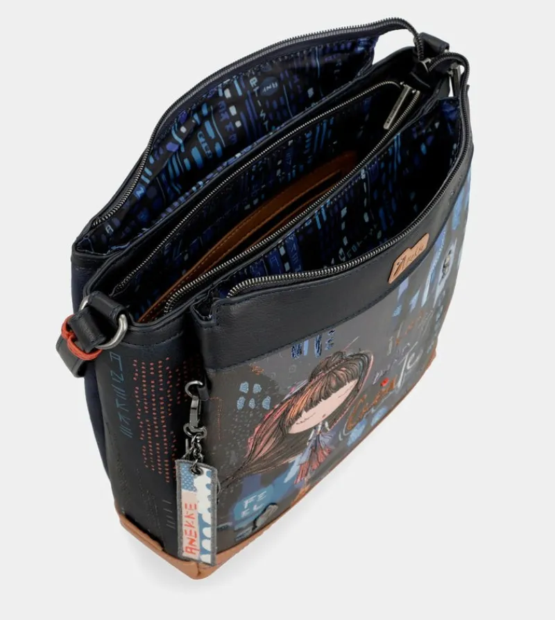 Anekke Contemporary Rectangular 3 Compartment Shoulder Bag Contemporary Best Sale