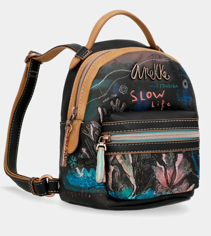 Anekke Coral Black Mini Backpack For Strolling Discount