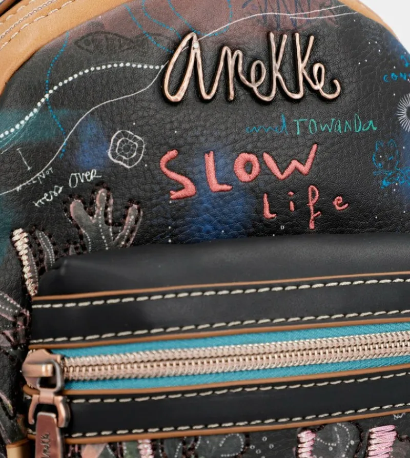Anekke Coral Black Mini Backpack For Strolling Discount