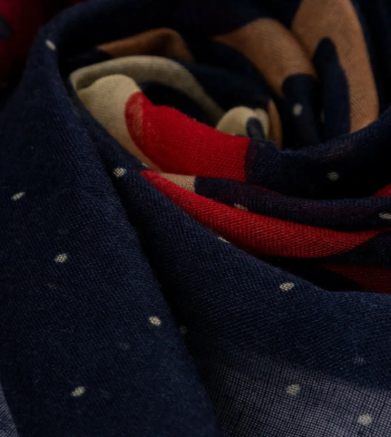 Anekke Kene Navy Blue Printed Scarf Outlet