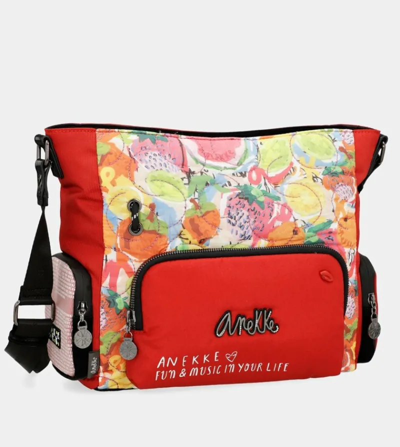 Anekke Nature Colors Red Shoulder Bag With Pockets Hot