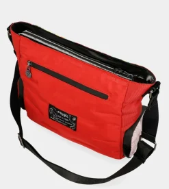 Anekke Nature Colors Red Shoulder Bag With Pockets Hot