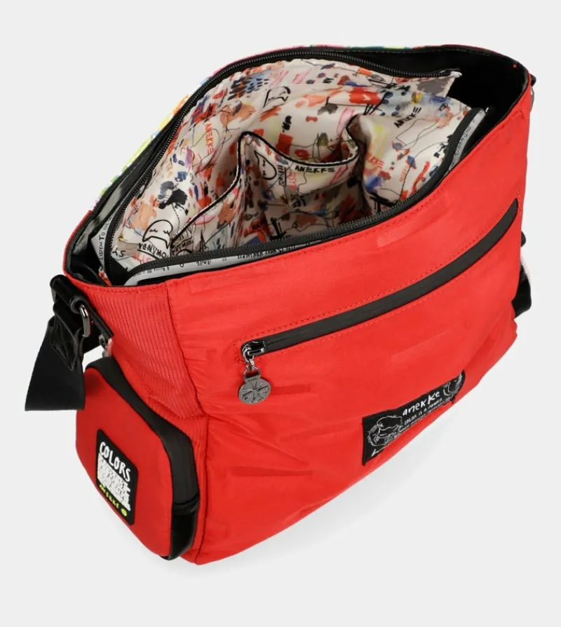 Anekke Nature Colors Red Shoulder Bag With Pockets Hot