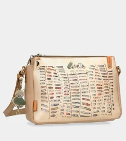 Anekke Nature Pachamama Golden Crossbody Bag With Three Compartments Cheap
