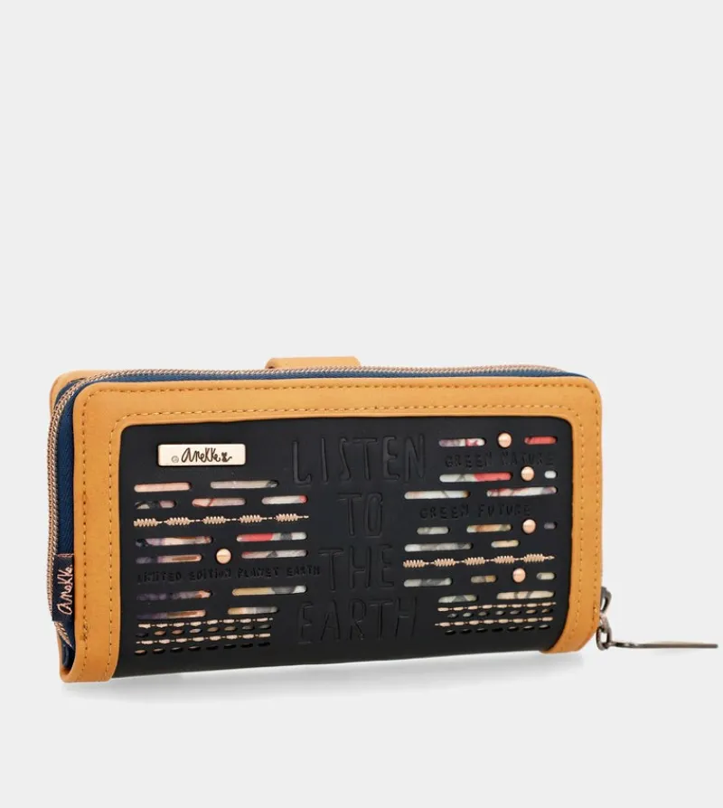 Anekke Nature Pachamama Navy Blue Large Rfid Wallet Hot