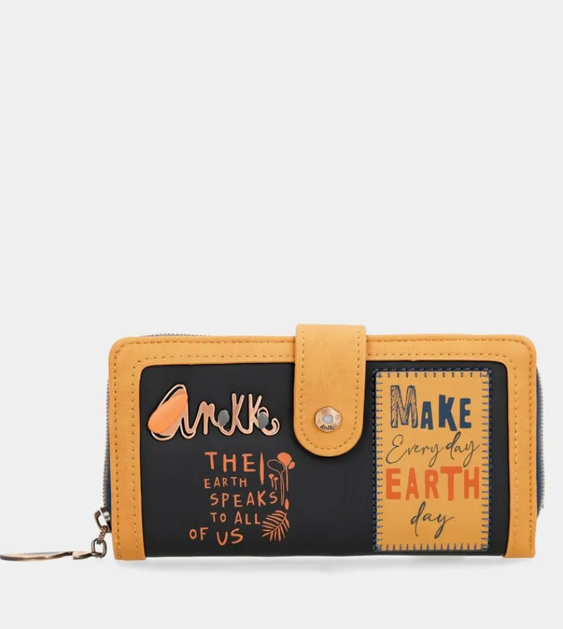 Anekke Nature Pachamama Navy Blue Large Rfid Wallet Hot
