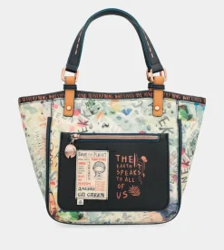 Anekke Nature Pachamama Navy Blue Printed Tote Bag Cheap