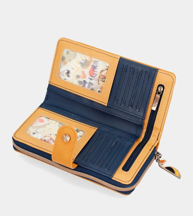 Anekke Nature Pachamama Navy Blue Large Rfid Wallet Hot