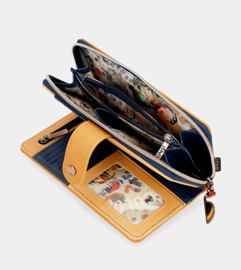 Anekke Nature Pachamama Navy Blue Large Rfid Wallet Hot