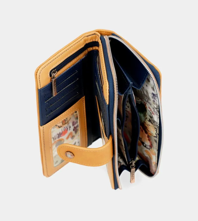 Anekke Nature Pachamama Navy Blue Large Rfid Wallet Hot