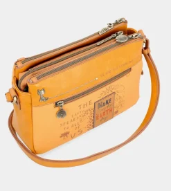 Anekke Nature Pachamama Ochre Crossbody Bag With 3 Compartments Best Sale