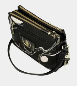 Anekke Nature Shodo Black 3 Compartment Shoulder Bag Hot