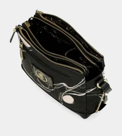 Anekke Nature Shodo Black 3 Compartment Shoulder Bag Hot