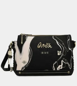 Anekke Nature Shodo Black 3 Compartment Shoulder Bag Hot