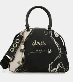 Anekke Nature Shodo Black 2-Handle Shoulder Bag Fashion