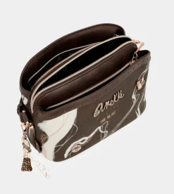 Anekke Nature Shodo Brown 3 Compartments Shoulder Bag Discount