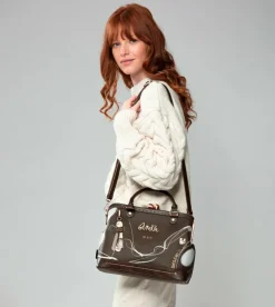 Anekke Nature Shodo Brown Mouthpiece Handbag Shop