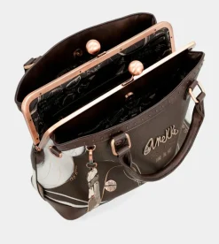 Anekke Nature Shodo Brown Mouthpiece Handbag Shop