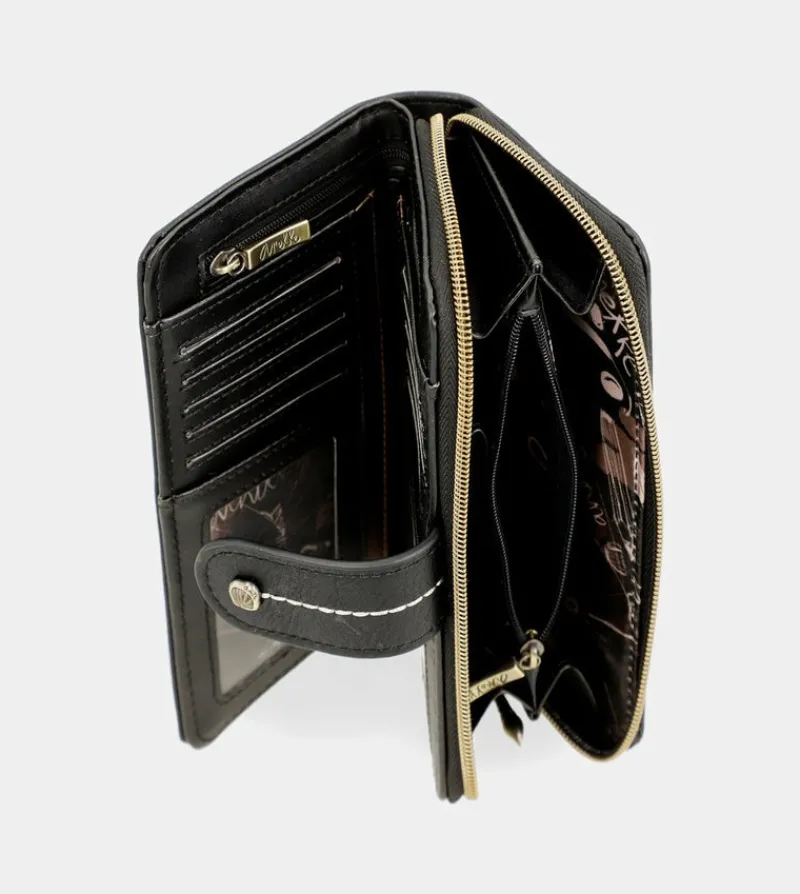 Anekke Nature Shodo Large Black Rfid Wallet Cheap