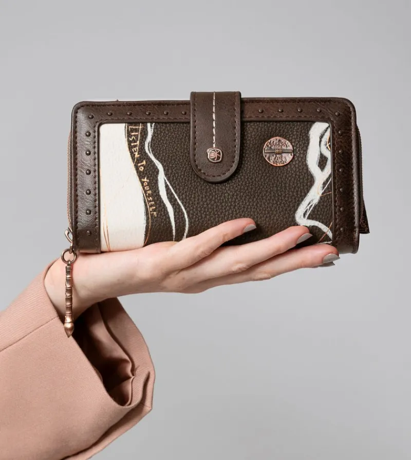 Anekke Nature Shodo Large Brown Rfid Wallet Nature Shodo Flash Sale