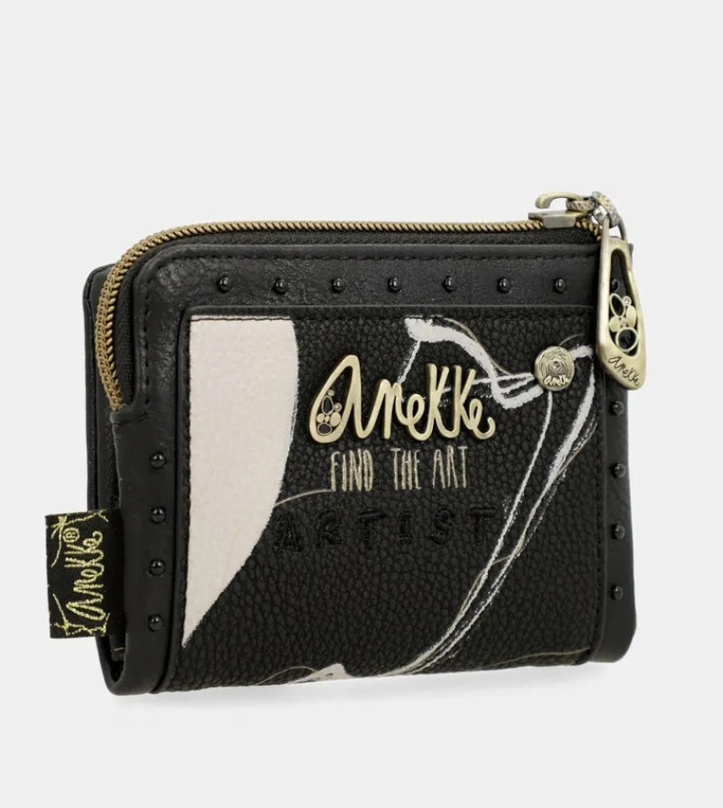 Anekke Nature Shodo Small Black Rfid Wallet Hot