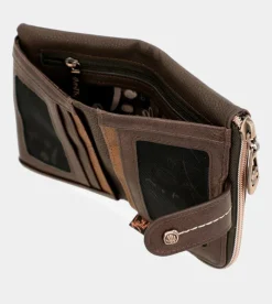 Anekke Nature Shodo Small Brown Rfid Wallet Fashion