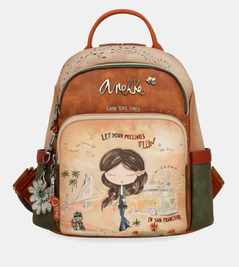 Anekke Peace & Love Camel Anti-Theft Backpack Discount