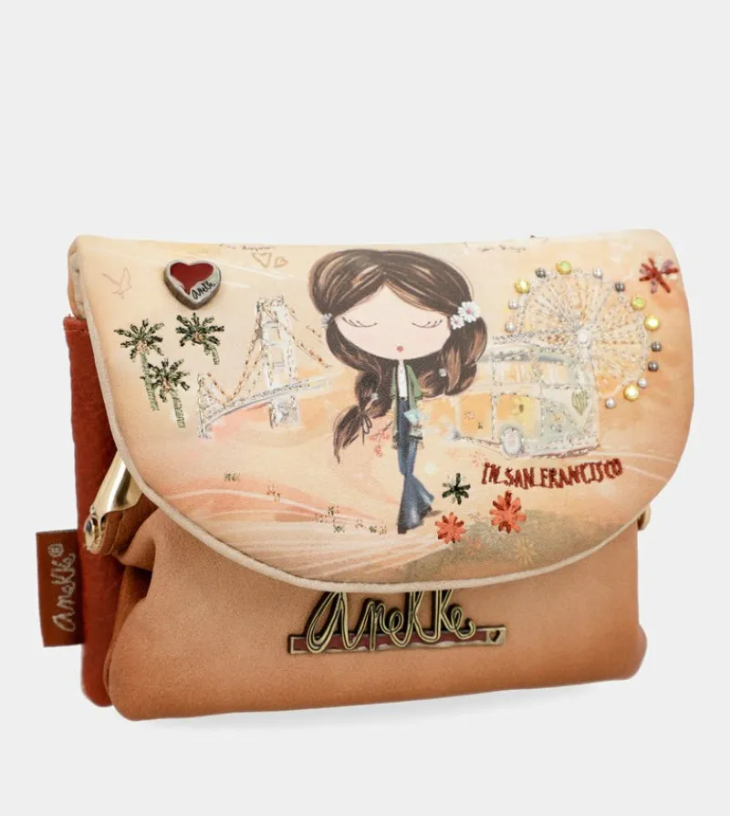 Anekke Peace & Love Camel Coin Purse With Flap Best Sale