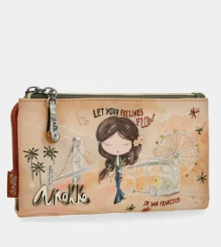 Anekke Peace & Love Camel Flexible Rfid Wallet Clearance