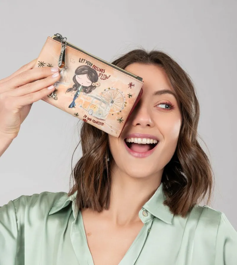 Anekke Peace & Love Camel Flexible Rfid Wallet Clearance