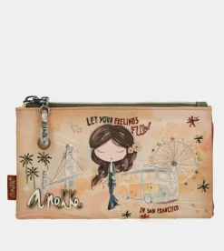 Anekke Peace & Love Camel Flexible Rfid Wallet Clearance