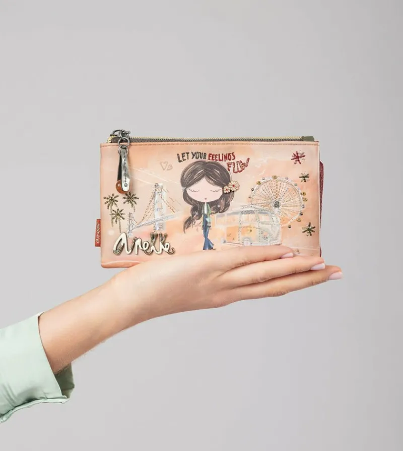 Anekke Peace & Love Camel Flexible Rfid Wallet Clearance