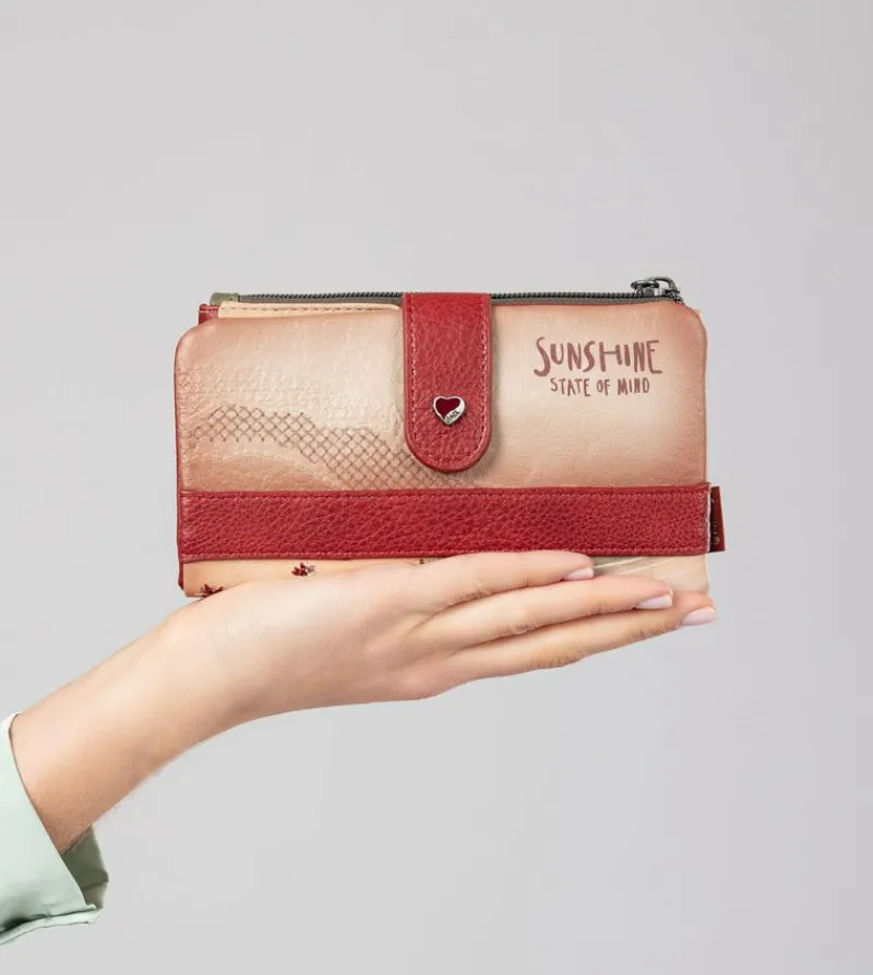 Anekke Peace & Love Camel Flexible Rfid Wallet Clearance