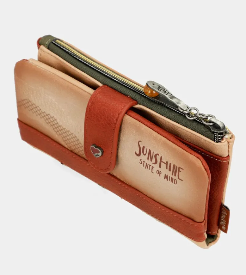 Anekke Peace & Love Camel Flexible Rfid Wallet Clearance