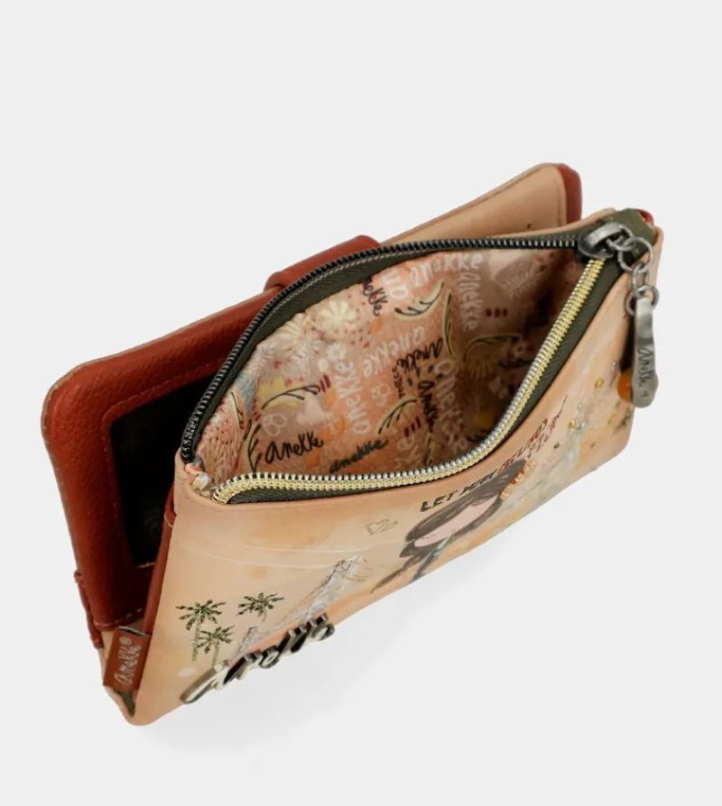 Anekke Peace & Love Camel Flexible Rfid Wallet Clearance
