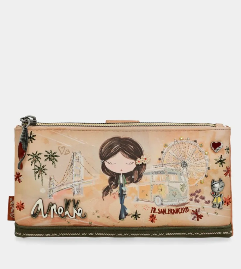 Anekke Peace & Love Camel Large Rfid Wallet Cheap