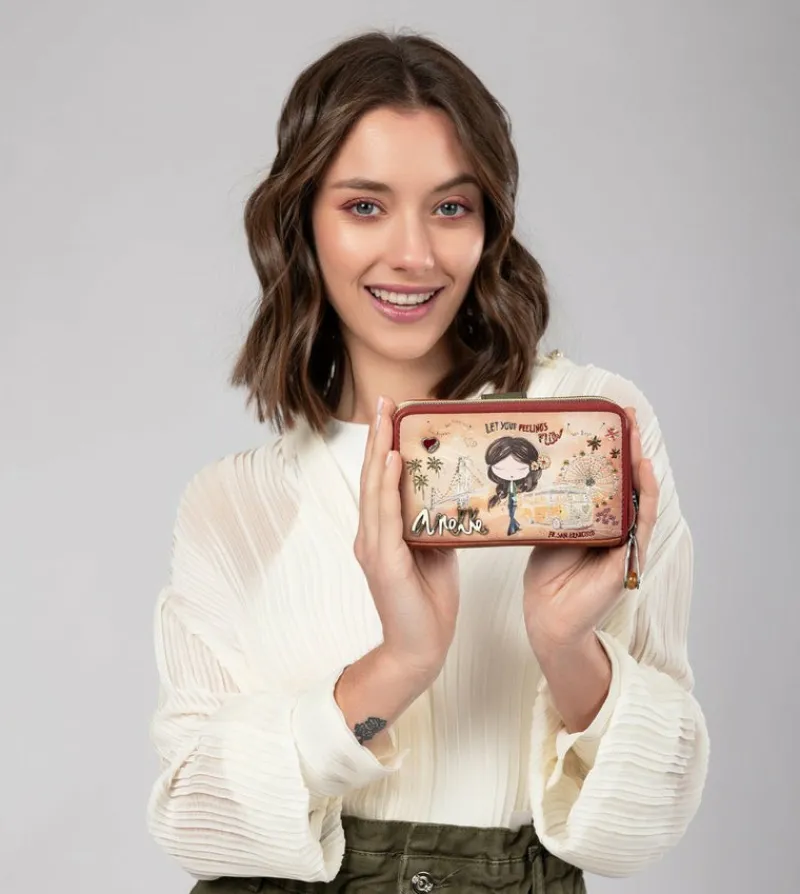 Anekke Peace & Love Camel Medium Rfid Wallet Hot