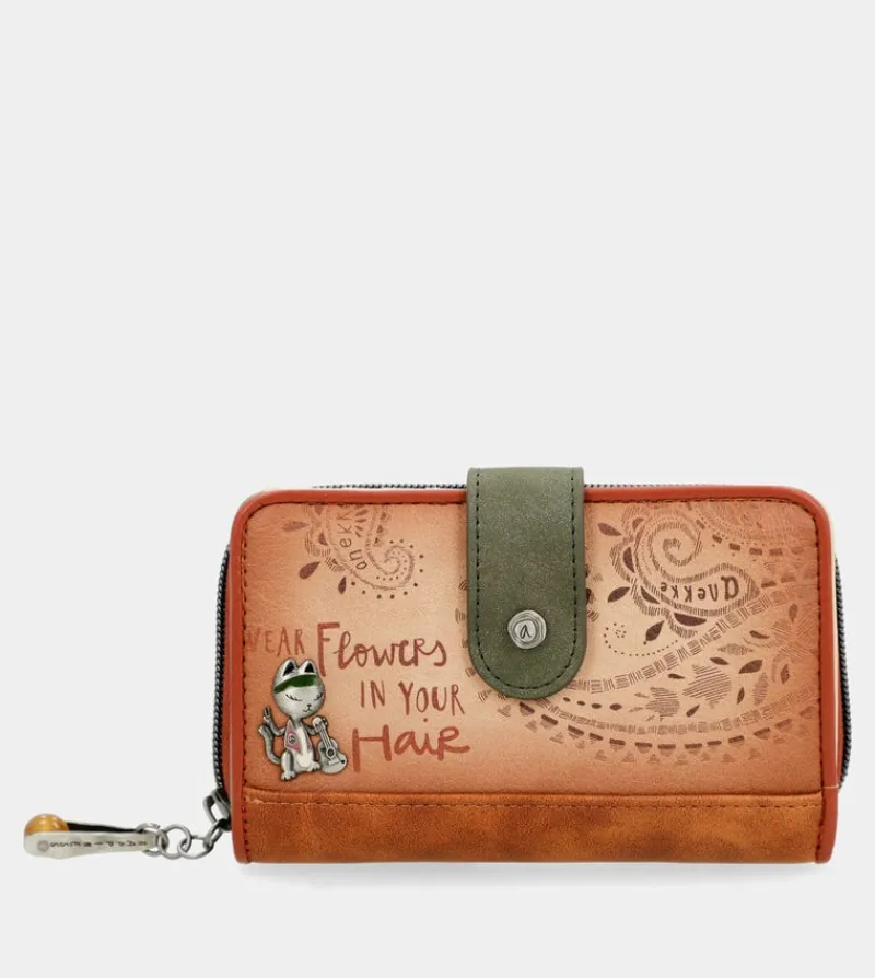 Anekke Peace & Love Camel Medium Rfid Wallet Hot