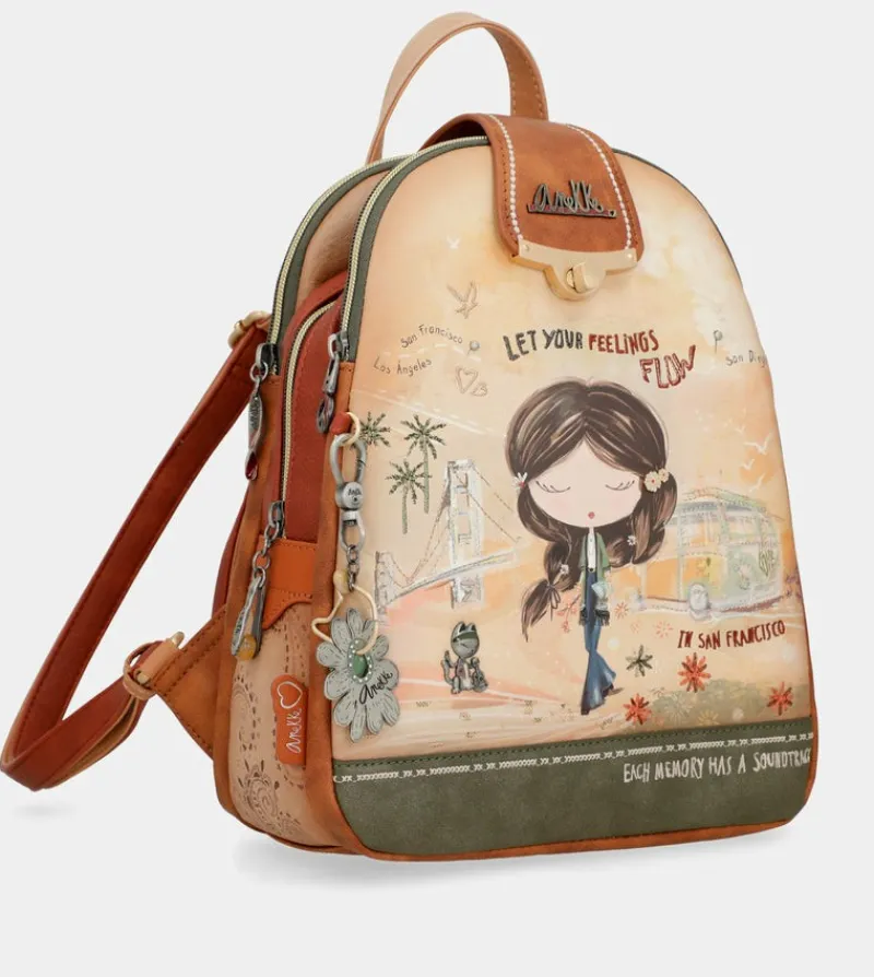 Anekke Peace & Love Camel Triple Compartment Backpack Shop