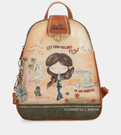 Anekke Peace & Love Camel Triple Compartment Backpack Shop