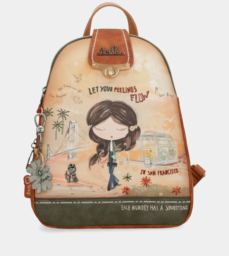 Anekke Peace & Love Camel Triple Compartment Backpack Shop