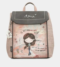 Anekke Peace & Love Pink Backpack With Flap Shop