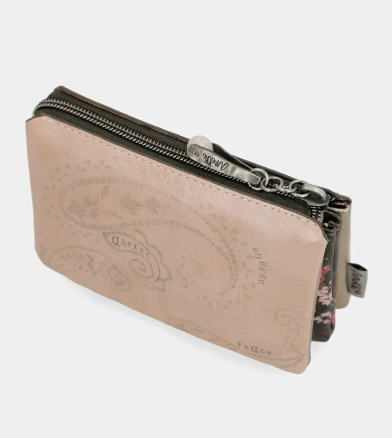 Anekke Peace & Love Pink 3-Compartment Coin Purse Fashion