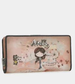 Anekke Peace & Love Pink Large Rfid Wallet Flash Sale