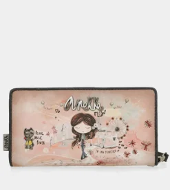 Anekke Peace & Love Pink Large Rfid Wallet Flash Sale