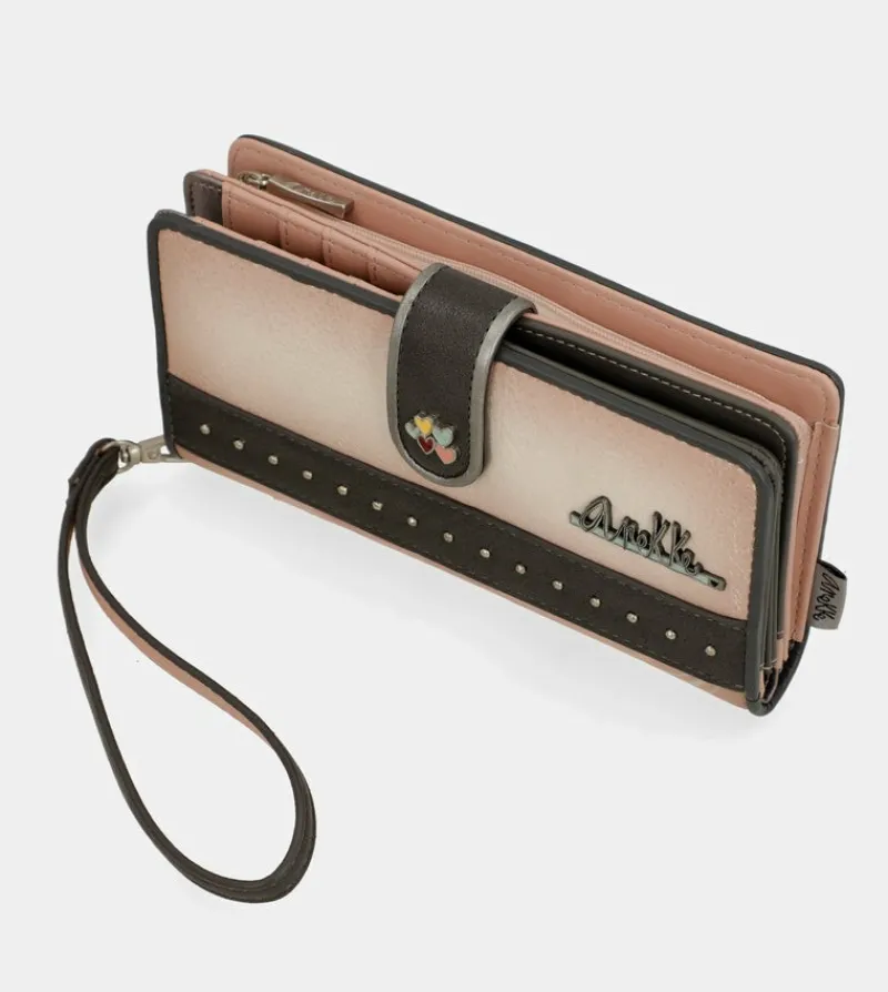 Anekke Peace & Love Pink Large Rfid Wallet Flash Sale